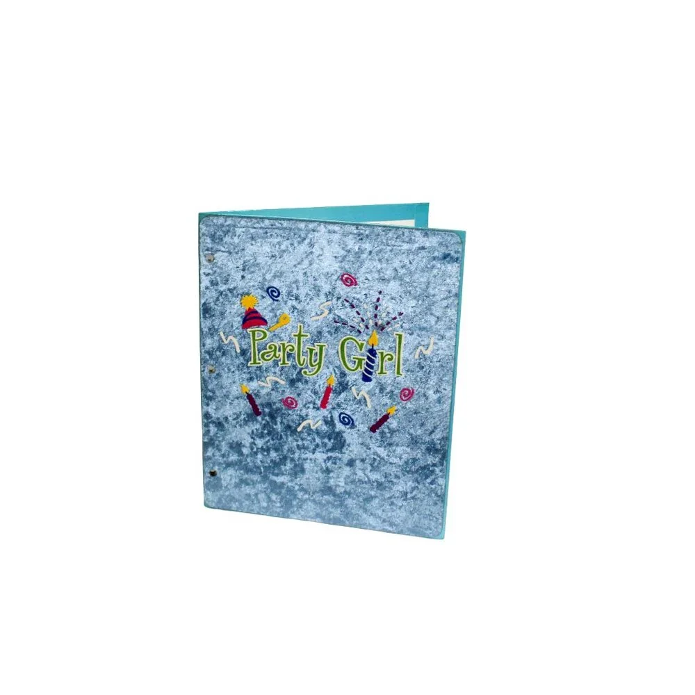 Vintage 2006 Y2K Velvet “Party Girl” Folder with Pockets – Retro School Supply,